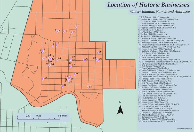 Location of Historic Businesses