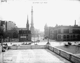 An early view of Monument Circle in Indianapolis