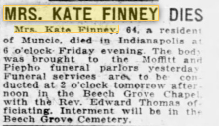Mrs. Kate Finney Dies