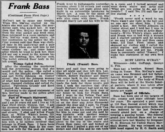 Frank Bass Is Killed By Woman 