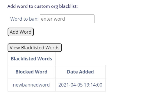 Org Custom Blacklist